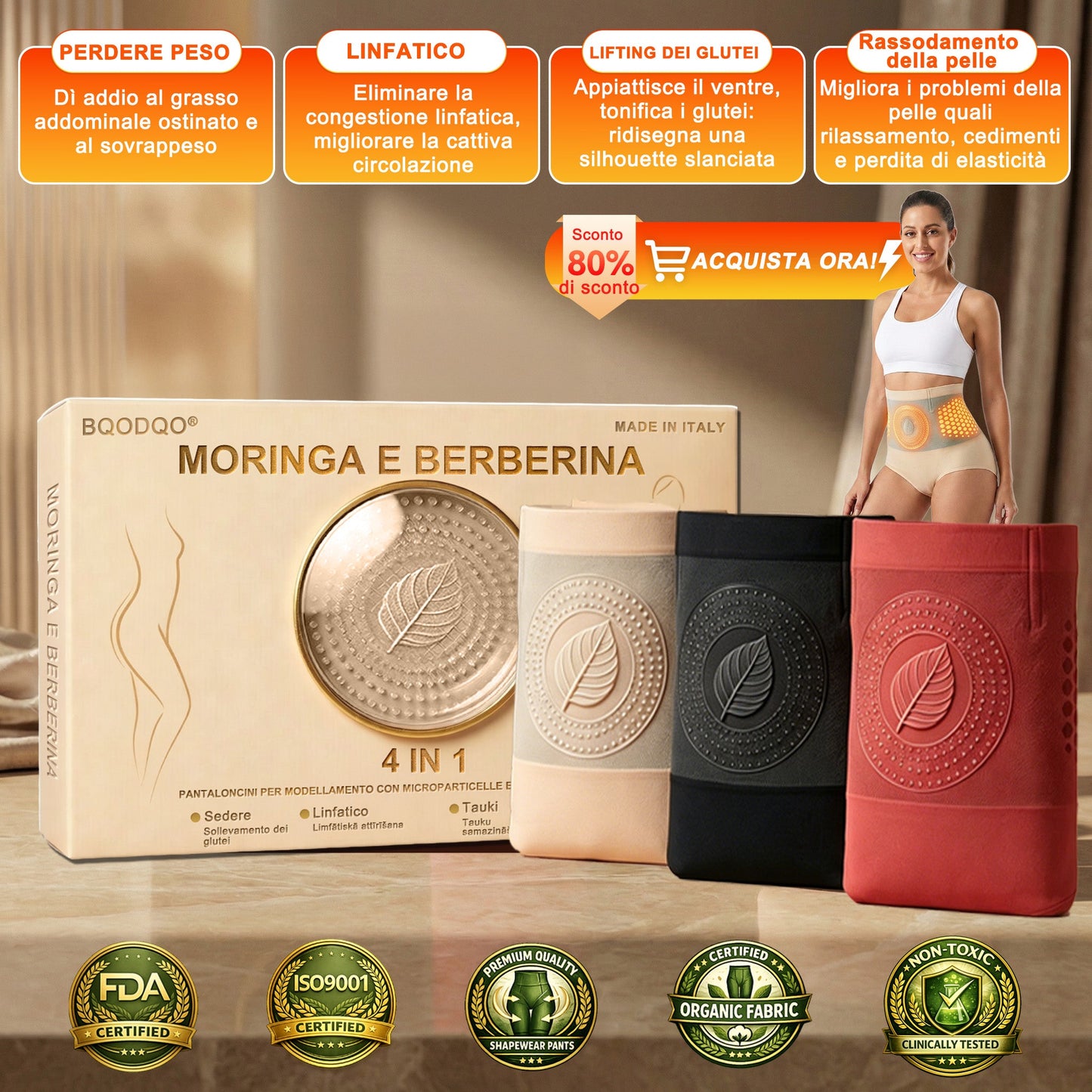 Solo Store Ufficiale - 70%  BQODQO®👨‍⚕️ Shorts 4-in-1 – Snellisci, Tonifica, Brucia Grassi 🥠Con Moringa & Berberina | Risultati Visibili